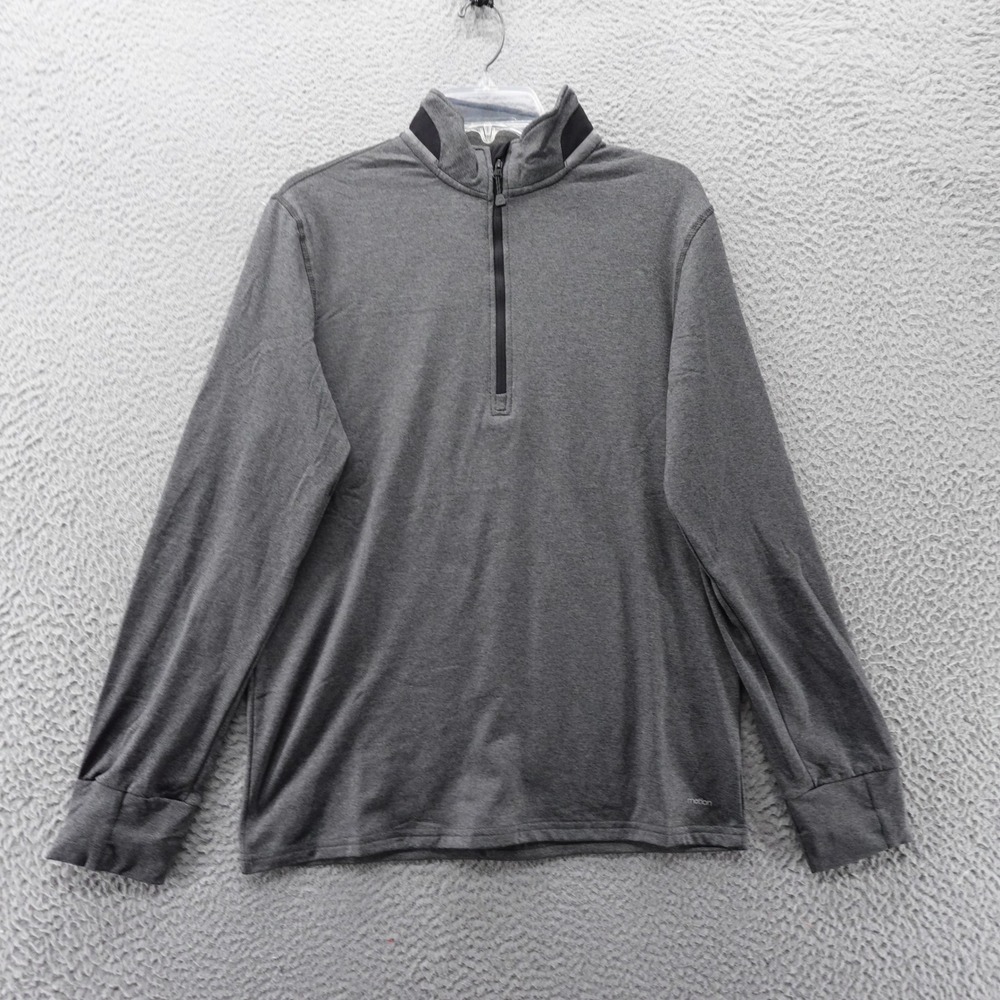 Motion Mens Quarter Zip Pullover Gray Heather Activewear Long Sleeve Top Size S